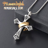 Cross Ring Cremation Urn Keepsake Ashes Memorial Necklace