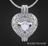 Birthstones Crystal Locket Cremation Urn Ashes Holder Memorial Necklace