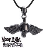 Skeleton Skull Angle Wing Urn Cremation Necklace