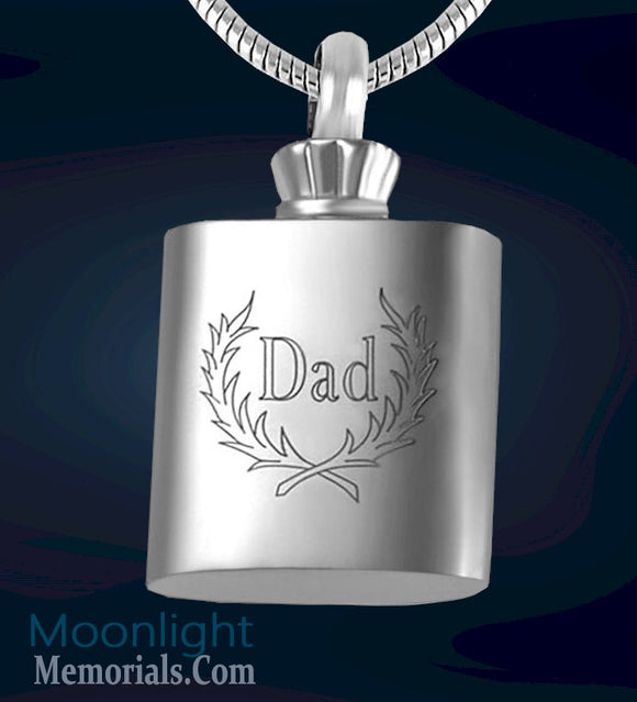 Dad Flask shape Cremation Urn Keepsake Ashes Memorial Necklace