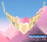 Heart with Angel Wings Urn Cremation Necklace