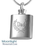 Dad Flask shape Cremation Urn Keepsake Ashes Memorial Necklace