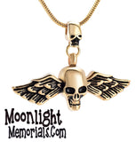 Skeleton Skull Angle Wing Urn Cremation Necklace