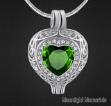 Birthstones Crystal Locket Cremation Urn Ashes Holder Memorial Necklace