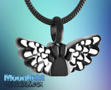 Paw Pet Dog Cat Angel Wings Urn Cremation Necklace