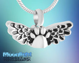 Paw Pet Dog Cat Angel Wings Urn Cremation Necklace