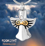 Angel Wings Crystal Urn Cremation Necklace