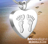 Foot Print On your Heart Urn Cremation Necklace