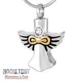 Angel Wings Crystal Urn Cremation Necklace