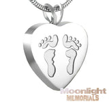 Foot Print On your Heart Urn Cremation Necklace