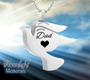 Dad Bird Dove Cremation Urn Keepsake Ashes Memorial Necklace