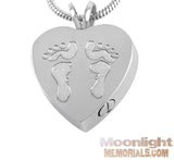 Foot Print On your Heart Urn Cremation Necklace