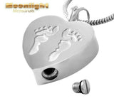 Foot Print On your Heart Urn Cremation Necklace