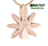 Leaf Weed Marijuana Cremation Urn Keepsake Ashes Memorial Necklace