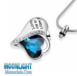 Always in my Heart Crystal Blue Urn Cremation Pendant Ashes Holder Memorial Necklace