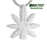 Leaf Weed Marijuana Cremation Urn Keepsake Ashes Memorial Necklace