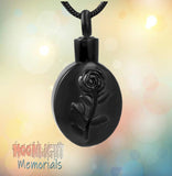 Flower Inlay Rose Embossed Urn Cremation Necklace