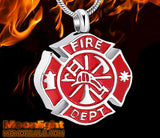 Fire Dept Urn Red Print Pet Heart Urn Cremation Ashes Necklace