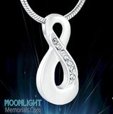 Infinity Inlay Crystal Forever Urn Cremation Necklace