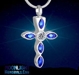 Christian Cross Crystal Color Urn Cremation Necklace