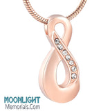 Infinity Inlay Crystal Forever Urn Cremation Necklace