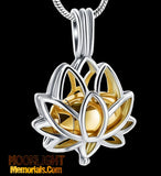 Lotus flower Locket Urn Cremation Pendant Ash Holder Memorial Necklace