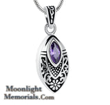 Flower Teardrop Crystal Urn Cremation Necklace