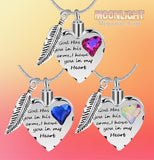 God has you in his arms Heart Crystal Urn Cremation Necklace