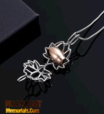 Lotus flower Locket Urn Cremation Pendant Ash Holder Memorial Necklace