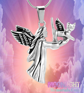 Angel Cat Dog Urn Cremation Necklace