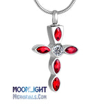 Christian Cross Crystal Color Urn Cremation Necklace