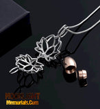 Lotus flower Locket Urn Cremation Pendant Ash Holder Memorial Necklace