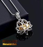 Lotus flower Locket Urn Cremation Pendant Ash Holder Memorial Necklace