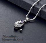 Flower Teardrop Crystal Urn Cremation Necklace