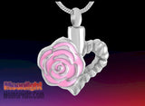 Heart Rose Flower Urn Cremation Necklace