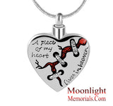 A piece of my heart lives in heaven Urn Cremation Pendant Ashes Holder Memorial Necklace