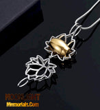 Lotus flower Locket Urn Cremation Pendant Ash Holder Memorial Necklace