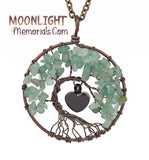 Tree of Life Natural Stone Art Heart Cremation Urn Keepsake Ashes Necklace