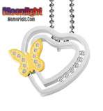 Heart Butterfly Crystal Cremation Urn Keepsake Ashes Memorial Necklace