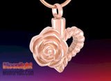 Heart Rose Flower Urn Cremation Necklace