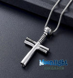 Baseball Bat Cross Cremation Urn Necklace