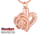 Heart Rose Flower Urn Cremation Necklace