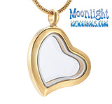 Heart Glass Urn Cremation Pendant Ash Holder Memorial Necklace