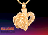 Heart Rose Flower Urn Cremation Necklace