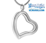 Heart Glass Urn Cremation Pendant Ash Holder Memorial Necklace