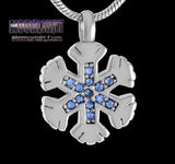 Snowflake Crystal Urn Cremation Pendant Ash Holder Memorial Necklace