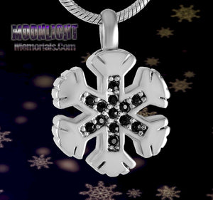 Snowflake Crystal Urn Cremation Pendant Ash Holder Memorial Necklace