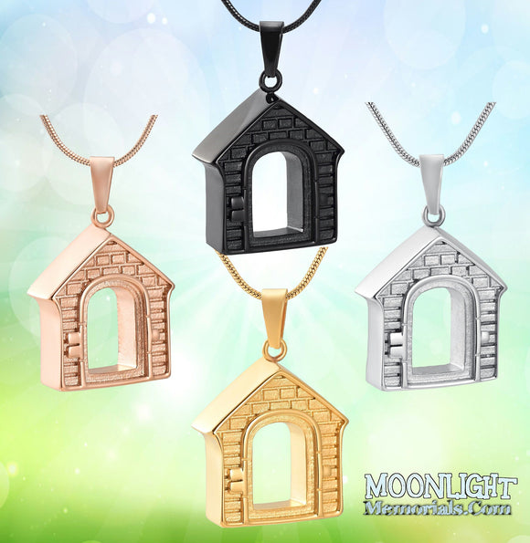 House Home Barn Dog Pet Urn Cremation Necklace