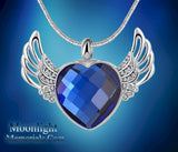 Angel Wings Crystal Heart Urn Cremation Pendant Ashes Holder Memorial Necklace