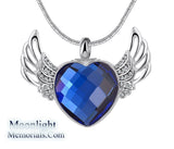 Angel Wings Crystal Heart Urn Cremation Pendant Ashes Holder Memorial Necklace